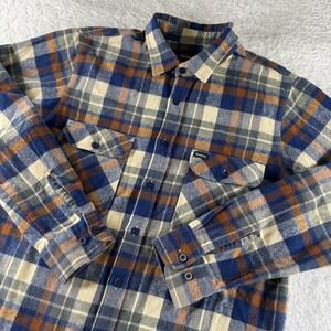 Brixton Button Up Down Flannel Shirt Small Blue Orange Men Collared‎ Clean